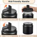 26oz Kids Jar for Hot Food, Insulated Vacuum Food Jar with Buckle Lid, Stainless Steel Wide Mouth Leak Proof Insulated Lunch Container for School Picnic Travel, Black