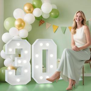 JoyMuse 2.3FT 30 Marquee Numbers, 30 Light up Numbers Numero 30 para Cumpleaos for Birthday Party Anniversary Backdrop