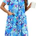 Ekouaer Women Robe Zipper Front Mumu Duster Robes Zip Up Housecoat Soft Sleepwear with Pockets, Large