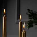 Pack of 10 Taper Candles, 10 Hours Time, Dripless, Smokeless, Paraffin Wax, with Cotton Wicks, 10 inches, Colorful, Birthday, Home Decor, Weddings, Valentines Day (10, Metallic Gold)