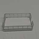 Wican Guest Towel Holder Tray for Bathroom, Oak and Iron Napkins Holder for Powder Room Dinning Table Wooden Basket for Disposable Paper Hand Towels Silvery and White (9.06 x 5.51 x 2.56 inchs)