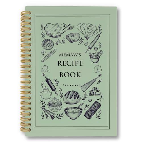 laveliabel Memaw Gifts Spiral Notebook, Recipe Book to Write in Your Own Recipes, Memaw's Recipe Cook Book, Grandma Recipes College Ruled Spiral Notebook for Kitchen, 5.5x8.3 Inches (Green)