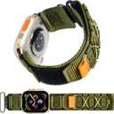Nylon Apple Watch Bands For Men Para Apple Watch 42mm 44mm 45mm 46mm 49mm,Series11/10/9/8/7/6/5/4/3/2/1/Ultra2/3,Sport Loop Band Comfortable Braided Stretchy,Velcro Tactical Braided Generation Mens (Upgraded green)
