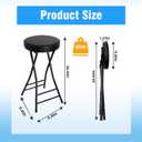 Folding Bar Stool,24 Inch Tall Foldable Stool Chair,Counter Height Cushioned Leather Padded Portable Stools,Heavy Duty Collapsible Stools for Kitchen Island Garden Camping Brown