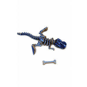 GemmiCho 3D Printed Dinosaur with Egg, 3D Printed T-Rex Toys for Stress Relief, T-Rex Figurines Fidget Dinosaur Toys for Boys Kids Teen 5-7 4-6 8-12 (Gold Blue)