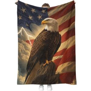 American Flag Eagle Blanket US Flag Gifts for Men Women Boys Girls Stars United States Flag Independence Day Patriotic Decor Dad Husband Son Christmas Throw Blankets 50"x60"