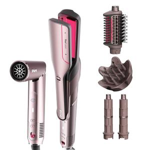 Shark FlexFusion Hair Straightener & Powerful Dryer with Diffuser, Fusion Hair Brush, Ceramic Air Styler with Auto-Wrap Curlers, Ceramic Plates, Cosmic Blush HD642S,  Curly & Coily Hair w/ Straightener, Cosmic Blush Shark FlexFusion Hair Straightener & Powerful Dryer with Diffuser, Fusion Hair Brush, Ceramic Air Styler with Auto-Wrap Curlers, Ceramic Plates, Cosmic Blush HD642S,  Curly & Coily Hair w/ Straightener, Cosmic Blush
