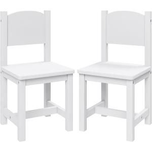 Timy Toddler Wooden Chair Pair, Kids Furniture for Eating, Reading, Playing 2 Pack (White)