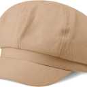 Women Newsboy Cap Visor Beret Hats Soft 8 Panels Vintage Cabbie Hat Octagonal Cap for Women Solid Color Summer Hats