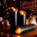 Black Pillar Flameless Candles 3D Wick with Controller,led Slim Candles Flicering Flame,Battery Operated Fake Plastic Candles for Halloween Christmas,Party Dcor.(5Pack H 5" 5" 6" 6" 7" x D 2.2")