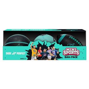 Dude Perfect Mini Sports Balls, Kids and Adults Multi-Pack Sports Ball Set, Indoor and Outdoor Play, Includes Football, Basketball and a Soccer Ball 2pcs