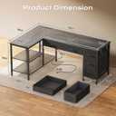 PRAISUN 55 Inch L Shaped Desk with Power Outlets, 5 Fabric Drawers