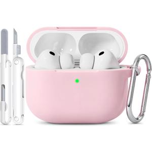 for AirPods Pro 3 Case 2025, Cute Soft Silicone Case Compatible with Apple Airpods Pro 3rd Generation Cover Pink with Cleaner & Keychain for Women Girly, Anti-Scratch,Shockproof