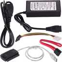 SATA/PATA/IDE Hard Drive to USB 2.0 Adapter Converter Cable for 2.5" 3.5" Hard Disk HDD SSD with External AC Power Supply, Compatible with All Computer System PC Desktop Laptop