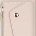 for Google Pixel 6 Case with Card Holder and Strap - Zipper Pocket,Crossbody Lanyard Strap,Credit Card Holder,Cute Phone Wallet Case for Women(Beige)