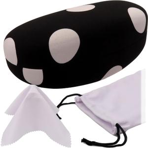 MyEyeglassCase Large Hard Sunglasses Case | fits Large curved Sunglasses, with microfiber bag and cleaning cloth