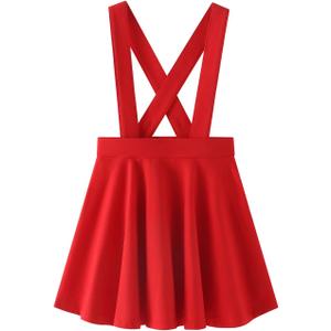 Noomelfish Girls Suspender Skater Skirt Stretchy Cotton Flared Overall Dress (5-6 Years)