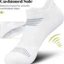 PAPLUS Running Socks Womens 6 Pairs - Athletic Ankle Socks with Arch Support, Comfort Anti-Blister Cushioned (4-6.5, 2black+2white+2gray)