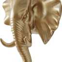 WJXFHTD Animal Hooks for Wall, Gold Elephant Head Long Goat Head and Rhinoceros Coat Hook Wall Mount Resin Decorative Hook Decorative Towel Gold Hooks Goats (Elephants)