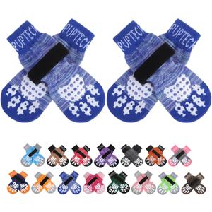 PUPTECK Anti-Slip Dog Socks with Double Sides Grips for Small Medium Large Dogs Hardwood Floors Prevents Licking, Dog Shoes for Hot Pavement Traction Control for Senior Dogs, Royal Blue, XL