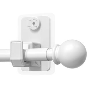 No Drill Curtain Rod for Windows 25 to 126 Inch - 2.0 Dual-Fix Adhesive & Invisible Nail, 5/8" Adjustable White Curtain Rod No Drilling, Renter Friendly for Apartments & Dorms