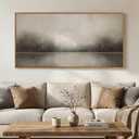 Large Framed Rustic Canvas Wall Art for Living Room, Neutral Abstract Nature Modern Prints Paintings Artwork for Walls, Horizontal Lake Landscape Pictures Wall Decor for Bedroom and Office, 30x60 In