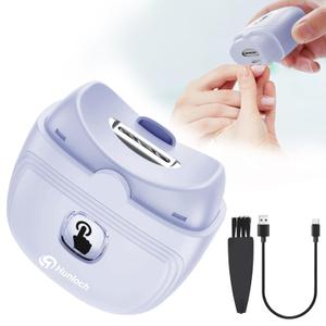Electric Nail Clipper, Electric Nail Trimmer with Nail Clip Storage and LCD Light, USB Rechargeable Automatic Nail Clipper for Adults, Seniors, Babies, Children (Purple)