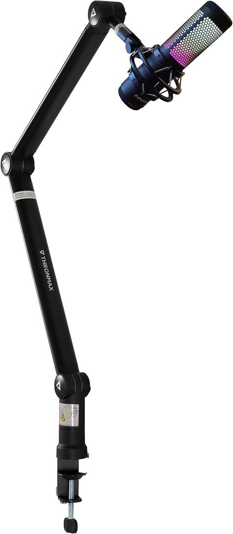 Thronmax S3+ Zoom Boom Arm- Mic Arm- Fully Adjustable Podmic for Gamers and Podcasts- Universally Compatible Mic Stand Desk Mount (Jet Black)