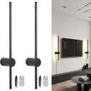 RC Dimmable Modern Plug in Wall Sconce Set of Two LED Black Wall Lights with Plug Dimmer 23.6 inches Wall Lamp with Memory Function Original Brand Lighting