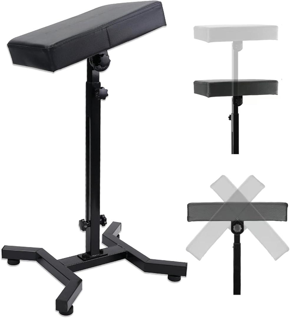 Tattoo Arm Rest Stand with 180 Tilt & Height Adjustable (28"-39"), Thickened PU Leather Pad, Four-Corner Non-Slip Base, Foldable & Portable for Tattoo Artist Studio Client