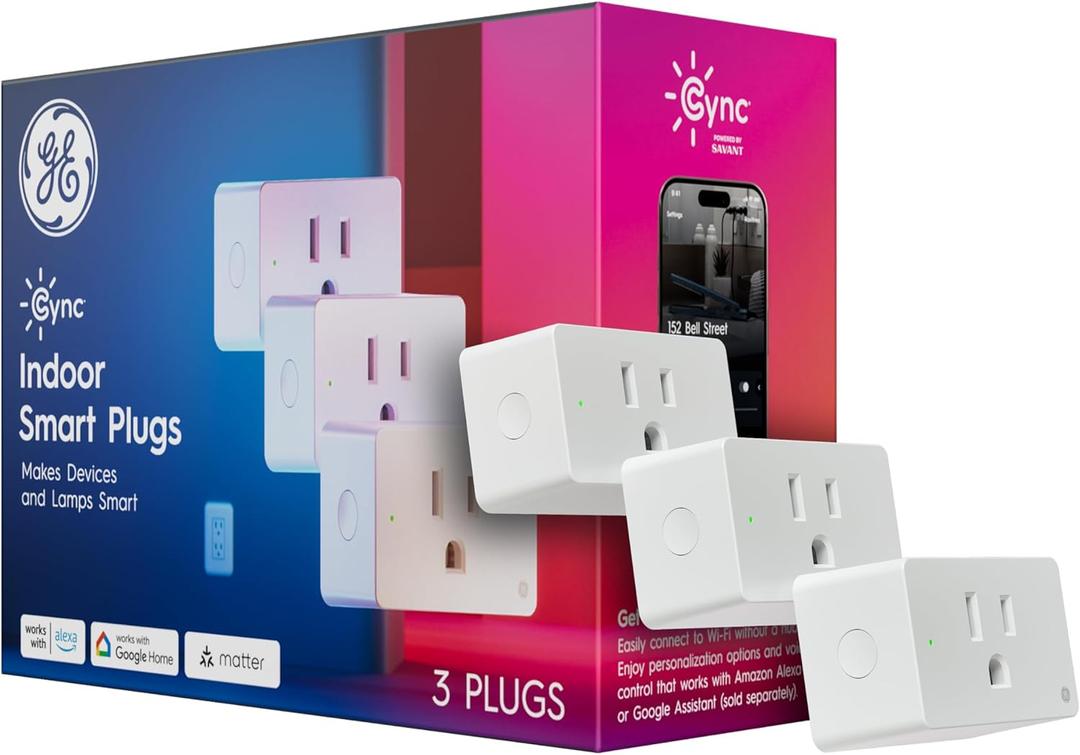 Cync Indoor Smart Plug, WiFi Outlet Socket, Voice Control Outlet, Matter Compatible, Compatible with Alexa and Google Home (3 Pack)