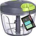 Cambom Manual Food Chopper Vegetable Cutter, Hand String Vegetable Chopper Onions Cutter for Vegetable Fruits Nuts BPA Free Food Safe Material, 650ml Gray