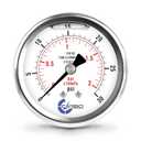 2 1-2" Pressure Gauge, All Stainless Steel Wetted Parts, Case, Connection, Liquid Filled, 0-30 psi/kPa, Back Mount 1/4" NPT
