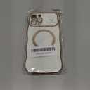 ZONRW for iPhone 12 Pro Max Case Magnetic,for Women Girls Soft Cute Wave Frame Curly Shape Love Heart Luxury Plating Phone Case Compatible with MagSafe Shockproof Back Cover 6.7"-White