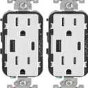 Duplex Type A/C Outlet W, (1-Piece)