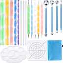 Augshy 19pcs Mandala Dotting Tools Set Pen Dotting Tools Mandala Stencil Ball Stylus Paint Tray for Painting Rocks, Coloring, Drawing and Drafting