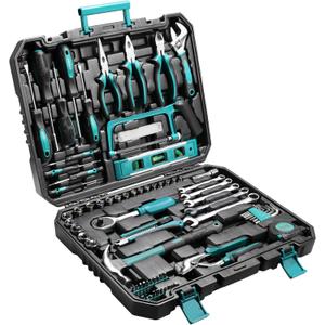 TLGREEN 79 Pieces Tool Set, Car Tool Kit, Basic Tool Kit with Tool Box, Ratchet Handle, Bits Driver Handle, Adjustable Wrench, Home Tool Kit for Car, Motorcycle, Bicycle, Dorm, Home