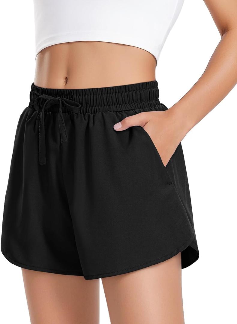 JOCMIC Girls Athletic Shorts with Liner 2 in 1 High Waist Running Short for Basketball Volleyball Tennis (S)