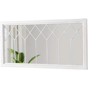 Rectangular Window Mirrors for Wall Decor 20 X 40 Inch, Distressed White Farmhouse Wooden Window Pane Mirror for Living Room, Rustic Horizontal Long Mirrors for Hallway Entryway