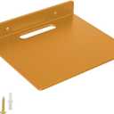 Small Floating Shelf 3mm Thick, 6.5 inch, Wall Shelf, Metal Floating Shelves for Echo, Cameras, Small Speaker, Wall Shelves for Bathroom, Living Room, Bedroom (Gold)