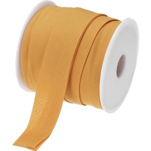 MECCANIXITY 1 Inch Double Fold Bias Tape Continuous Bulk Cotton Bias Tape for Sewing Seaming Quilting Hemming Binding Crafts (Dark Yellow 25 Yards)