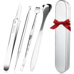 2 x Professional Blackhead Remover Pimple Popper Tools Kit, Pore Prep Scraper, Precision Nose Blackhead Extractor Tweezers, Black Head Removal for Face Acne, Whitehead Popping Extractor, Blemish Comedone