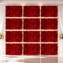 Flower Wall Panel Backdrop: 12 Pcs 24 x 16 Inch Red Artificial Hydrangea Floral Panels