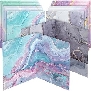 Mr. Pen- Plastic Folders with Pockets, 12 pcs, Marble Design, 2 Pocket Folders Plastic