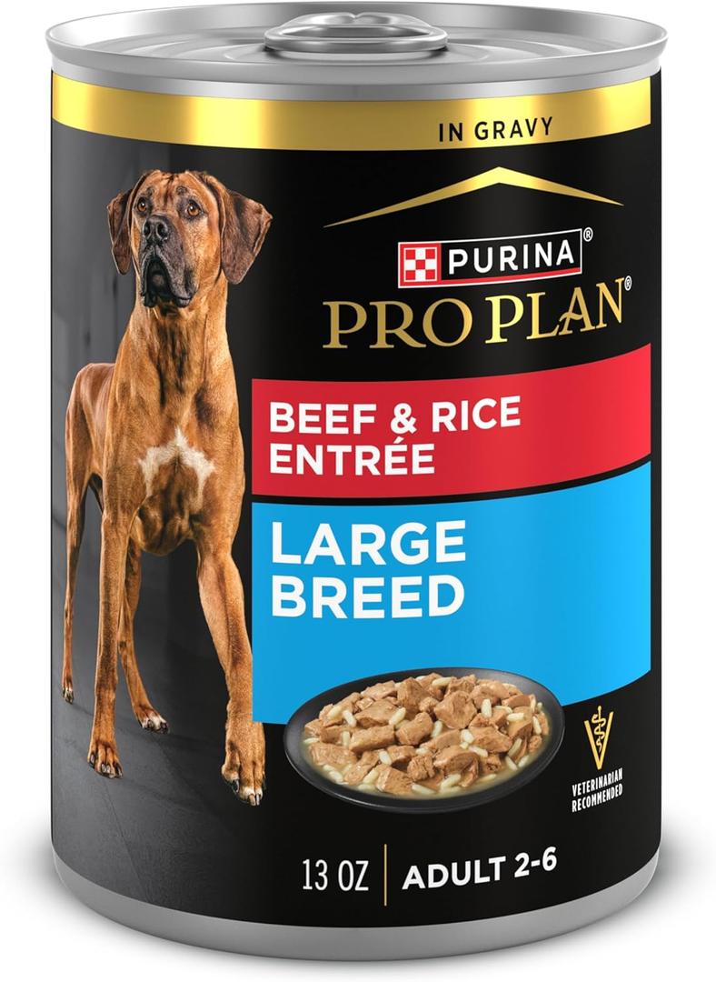 Purina Pro Plan Gravy Wet Dog Food for Large Dogs, Large Breed, Beef and Rice Entre - (Pack of 12) 13 oz. Cans