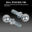 Ball Stud Bolt, M8 for Gas Struts Ball Ended Bonnet Hood Lift Support Iron Replacement Stud Fastener Wear Resistant Rustproof 2 Pcs Direct Fit OEM Standard