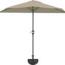 Pure Garden Half Umbrella - 9 ft Patio Umbrella with Easy Crank - Outdoor Patio Shade - Small Canopy for Balcony, Table or Deck (Red) (Sand)
