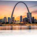 HJY Art St. Louis Arch Framed Canvas Wall Art for Living Room Bedroom Office Missouri St. Louis Wall Decor USA City Pictures Wall Artworks Posters Home Decorations Ready to Hang (24''H x 36''W)