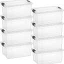 Superio Clear Storage Boxes with Lids, 20 Quart Plastic Container Bins for Organizing, Stackable Crates, BPA Free, Non Toxic, Odor Free, Organizers for Home, Office and Dorm, 8 Pack