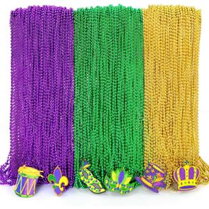 Mega-L 126Pcs Necklaces Accessories for Mardi Gras Beads Purple Green Gold 31.5" Holiday Carnival Beads Bulk for Mardi Gras Parade Throws Pirate Wedding Birthday Party Decor Supplies Favors